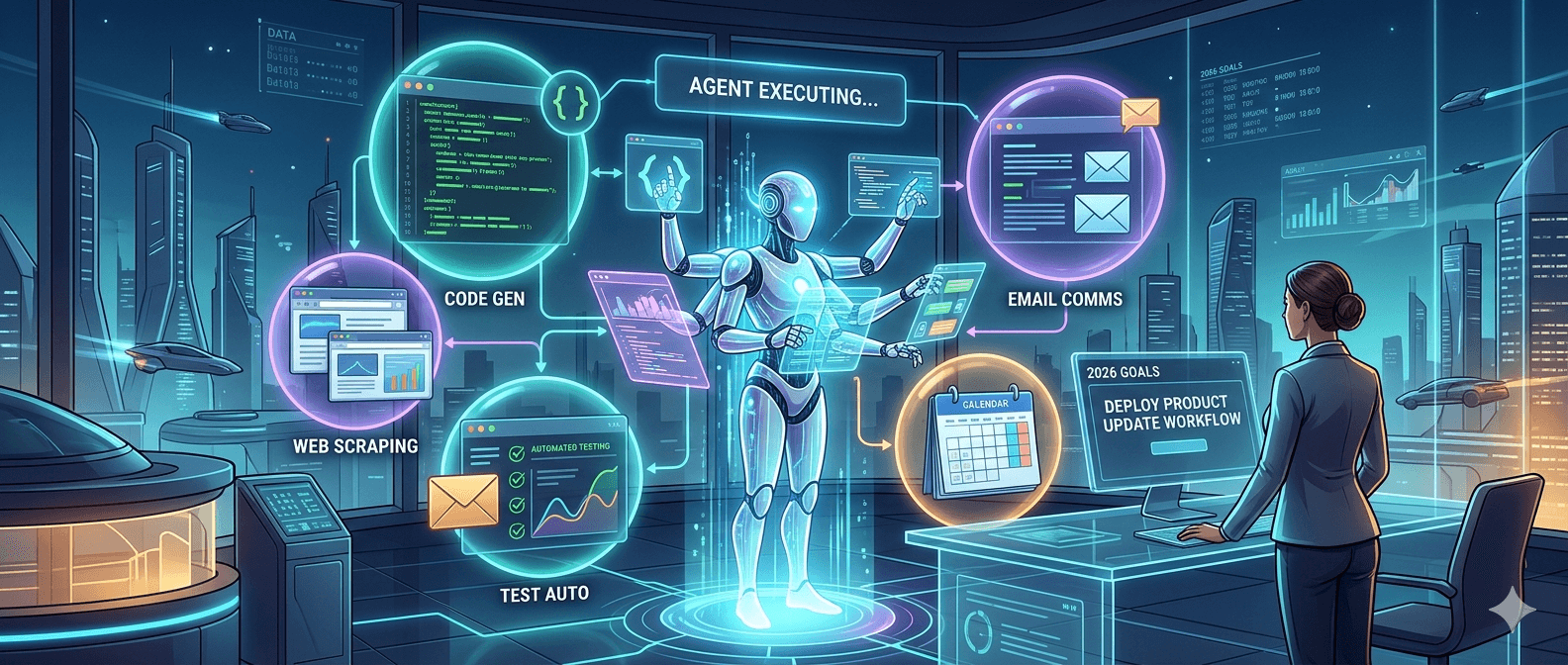 AI agents autonomously executing tasks and workflows in 2026